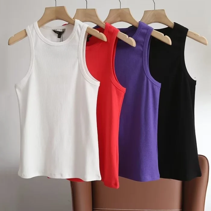 Women’s High-Neck Ribbed Tank Top
