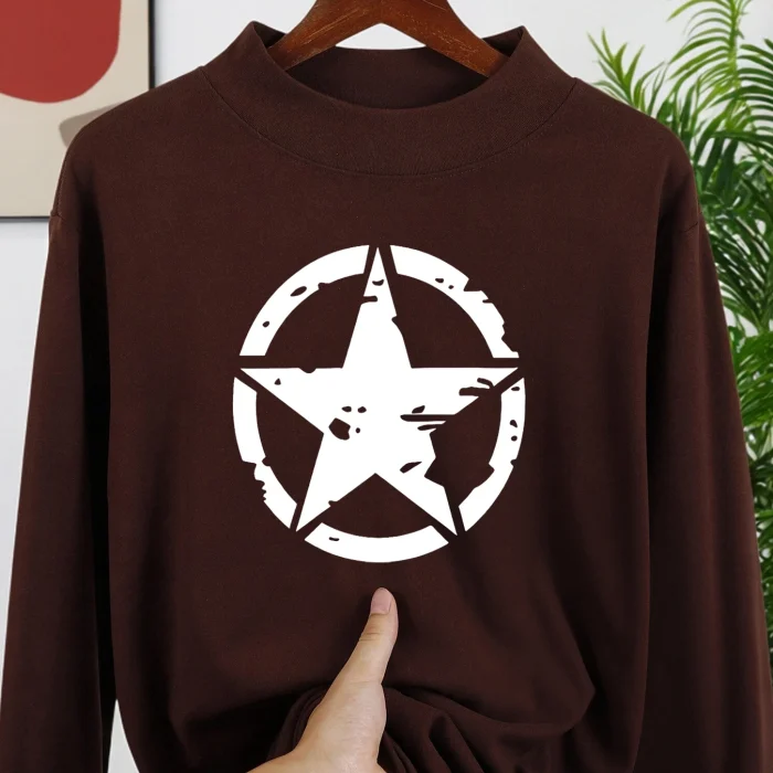 Distressed Military Star Graphic Sweatshirt