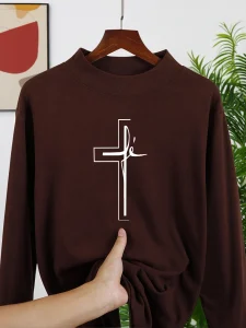 Minimalist Christian Cross "Fé" Graphic Sweatshirt