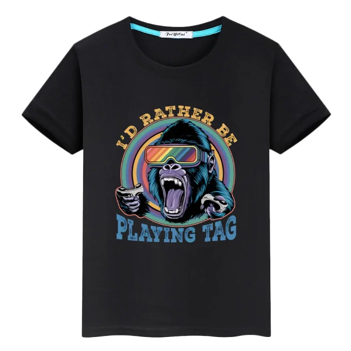 Retro Gorilla VR "I'd Rather Be Playing Tag" Graphic Tee