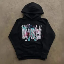 Y2K Gothic American High as jeff Hoodie Street Casual Pullover Mens Womens Graffiti Hoodie Black Goth Oversized Pullover Clothes