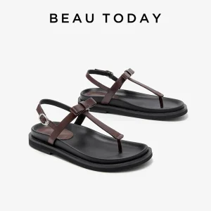 Women’s Leather T-Strap Bow Sandals