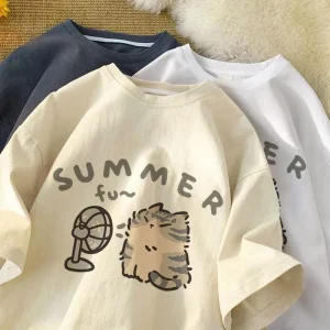 Unisex Oversized "Summer Fun" Cat Graphic Tee