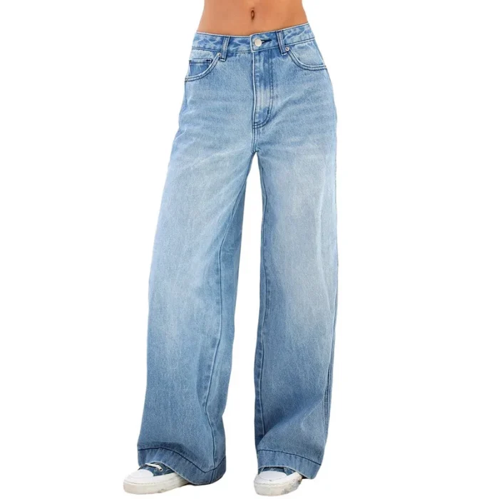 Women’s High-Waisted Wide Leg Light Wash Jeans