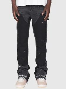 Men's Urban Splatter Panelled Streetwear Jeans