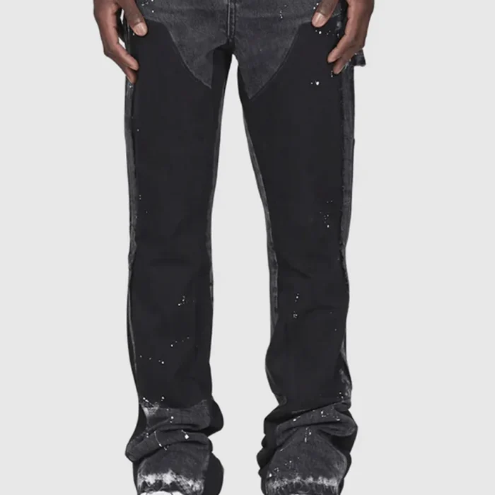 Men's Urban Splatter Panelled Streetwear Jeans