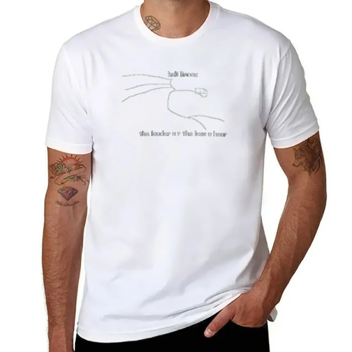 Men’s Minimalist "Street Soul" Hand-Drawn Graphic White Tee