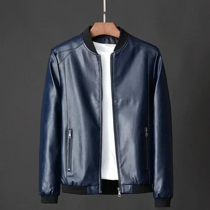 Men’s Vegan Leather Bomber Jacket