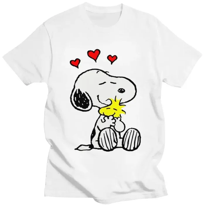 Peanuts Snoopy & Woodstock "Hugs" Classic White Graphic T-Shirt