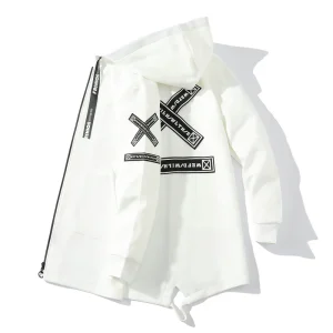 Men’s Urban Streetwear Longline Zip-Up Hoodie
