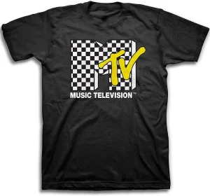 Retro MTV Checkerboard Logo Graphic T-Shirt