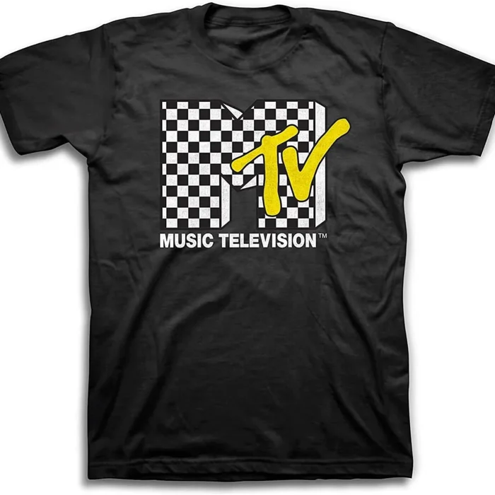 Retro MTV Checkerboard Logo Graphic T-Shirt