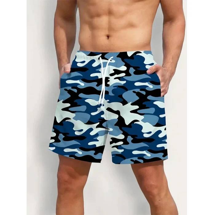 Men's Arctic Blue Camouflage Quick-Dry Swim Shorts
