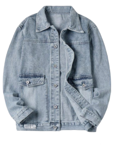 Men's Vintage Wash Acid-Blue Utility Denim Jacket