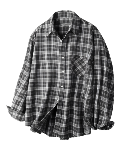Men's Oversized Monochromatic Plaid Flannel Shirt