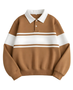 Men’s Retro Striped Polo Sweatshirt