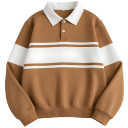Men’s Retro Striped Polo Sweatshirt