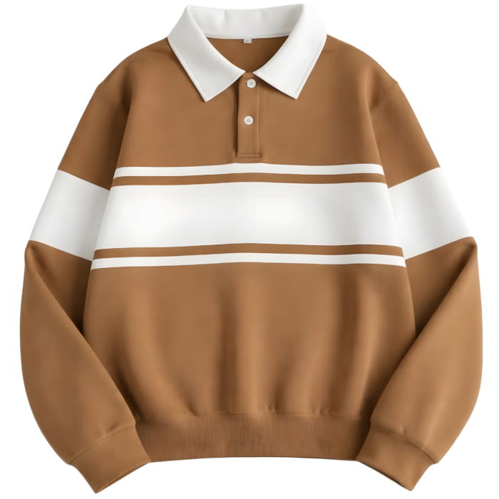 Men’s Retro Striped Polo Sweatshirt