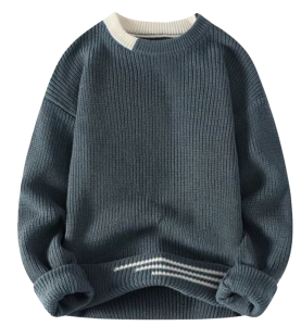 Men’s Urban Slate Oversized Ribbed Knit Crewneck Sweater