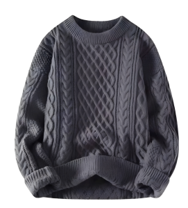 Premium Charcoal Cable-Knit Oversized Sweatshirts