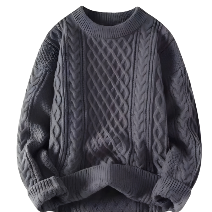 Premium Charcoal Cable-Knit Oversized Sweatshirts